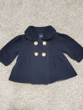 GAP Baby Navy Double-Breasted Pea Coat with Gold Buttons